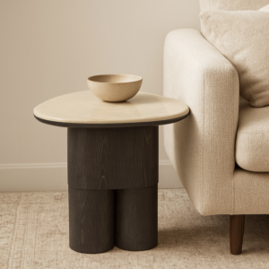 طاولة جانبية رخام شيتو - اسود وبيج