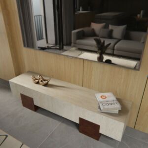 طاولة تلفزيون رخام ترافنتينو - بيج