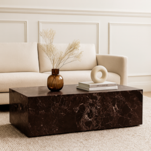 طاولة قهوة رخام طبيعي ماندي - برغندي