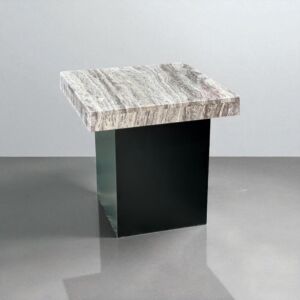 طاولة جانبية رخام ترافنتينو - رمادي واسود