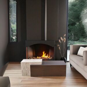 طاولة قهوة بيجاد رخام ترافنتينو وخشب