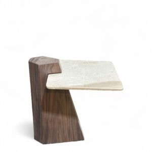 طاولة جانبية رخام دانو رويال طبيعي وخشب