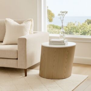 طاولة جانبية روميس - أبيض وبيج