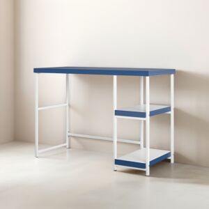 طاولة مكتب مع أرفف جانبية مونتيل - ازرق وابيض