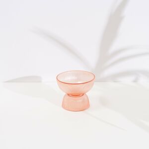 وعاء تقديم بقاعدة  دوباي من الزجاج - برتقالي , حجم وسط