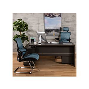 طاولة مكتب زاوية ديلسو مع وحدة أدراج منفصلة