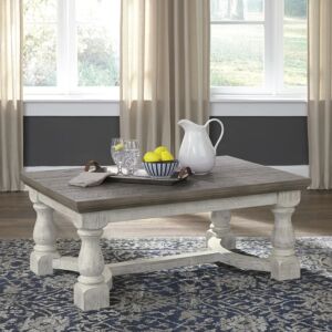 طاولة قهوة هافالانس - ابيض انتيك ورمادي