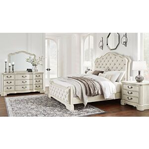 طقم غرفة نوم 5 قطع أرلينداين حجم ملكي - أبيض أنتيك