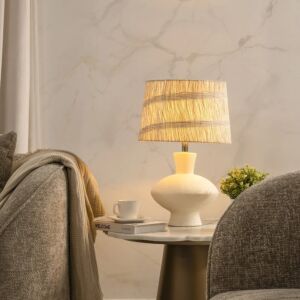 ابجورة طاولة سكون - بيج وأبيض