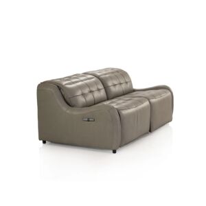 كنبة استرخاء 3 مقاعد جلد طبيعي جيو - رمادي