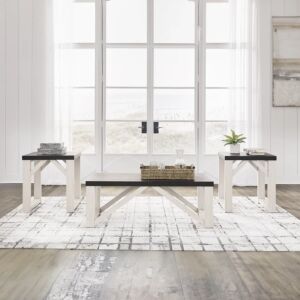 طقم طاولة قهوة وطاولتين جانبيتين دورينسون - أبيض