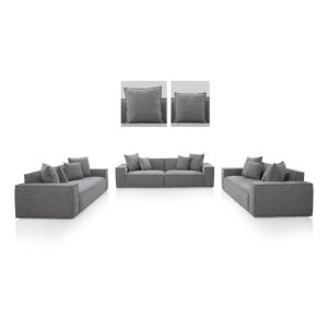 طقم كنب فيستارا - 3 قطع - رصاصي