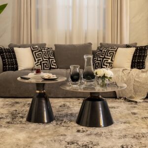 طقم طاولة قهوة وطاولة جانبية 2 قطعة بانشي