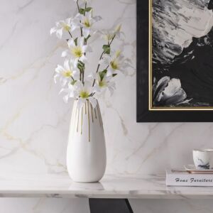 فازة حجم صغير ارولا - ابيض وذهبي