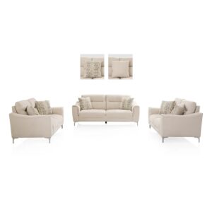 طقم كنب صوفان - 3 قطع - بيج