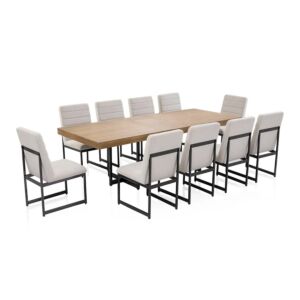 طقم طاولة طعام لانوار - 10 كراسي - بني