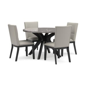 طقم طاولة طعام جليناري - 4 كراسي - ابيض واسود