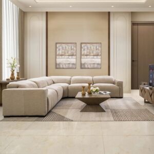 كنب زاوية استرخاء كهربائية 5 قطع سكالا - بيج