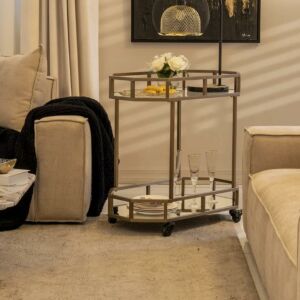 عربة تقديم توبيد - ذهبي وشفاف