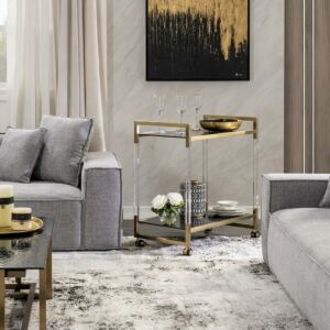 عربة تقديم بافيونا حجم كبير - ذهبي واسود