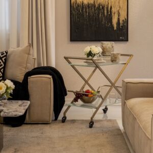 عربة خدمة بافونا - ذهبي وشفاف