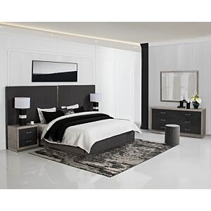 طقم غرفة نوم فلورونتين حجم ملكي مع طاولة تزيين 193X203 سم - رمادي فاتح