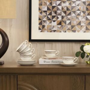 طقم فنجان شاى 240 مل مع صحون فالك - 6 قطع