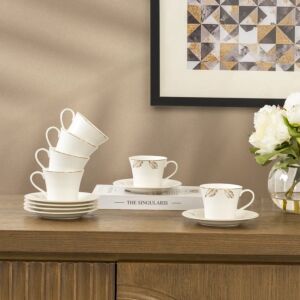 طقم فنجان شاى مع صحون كوفان - 6 قطع