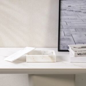 صندوق تنظيم ثيلا مستطيل حجم كبير - ابيض ورمادي