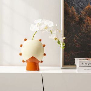 فازة صغيرة جامي - بيج وبرتقالي