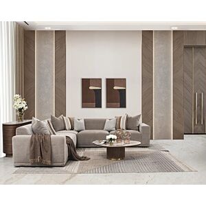 كنب زاوية 5 قطع توبايا - بني فاتح وبيج