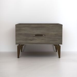 طاولة سرير جانبية ايفا خشبية و أرجل ستيل - رمادي وبني 