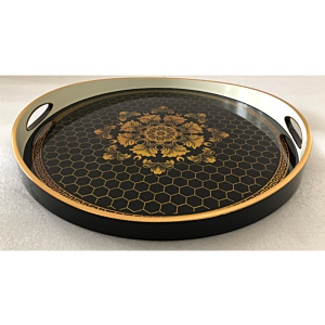 صينية تقديم سكاي دائرى زجاج بإطار بلاستيك متعدد الالوان