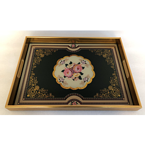 صينية تقديم سكاي مستطيل زجاج بإطار بلاستيك متعدد الالوان