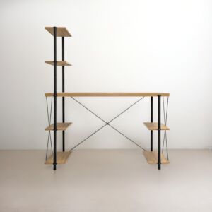 مكتب مع وحدة أرفف - خشبي فاتح