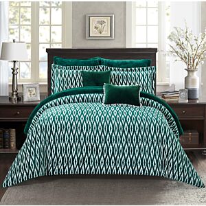 طقم لحاف مزدوج كينغ فرو ناعم سادة ايراتو - 6 قطع - أخضر