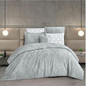 طقم لحاف كينج سادة مطرز ستريم لايف 7 قطع جانيت - رمادي