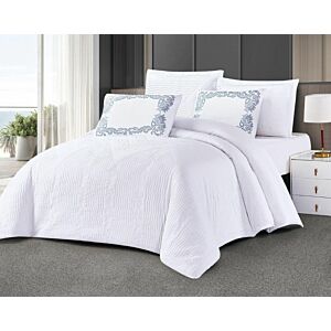 طقم لحاف كينج استريم لايف سادة 6 قطع تانيا - ابيض