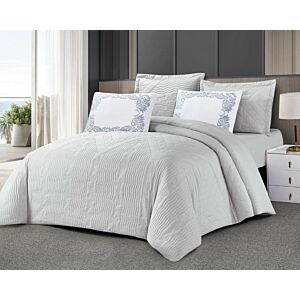 طقم لحاف كينج استريم لايف سادة 6 قطع تانيا - رمادي فاتح