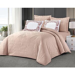 طقم لحاف كينج استريم لايف سادة 6 قطع تانيا - وردي
