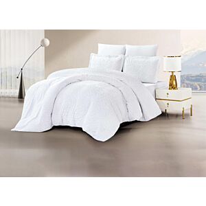 طقم لحاف كينج أورنامينتو جاكار 6 قطع - ابيض