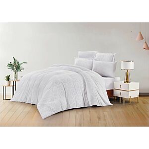 طقم لحاف مفرد روزالين جاكار 4 قطع - ابيض