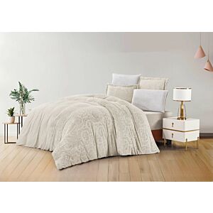 طقم لحاف كينج روزالين جاكار 6 قطع - بيج