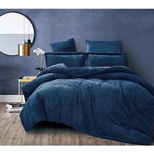 طقم لحاف كينغ مزدوج جاكار فرو كلاوديا - 6 قطع - كحلي