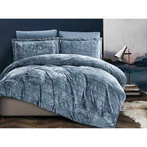 طقم لحاف فيليتو مفرد مخمل سادة 4 قطع - أزرق