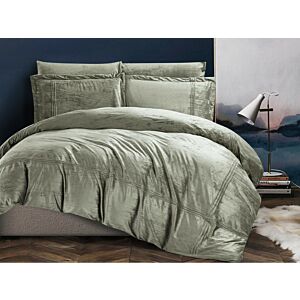 طقم لحاف فيليتو كينج مخمل سادة 6 قطع - زيتي