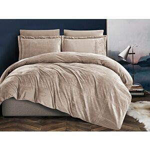 طقم لحاف فيليتو مفرد مخمل سادة 4 قطع - بني