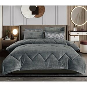 طقم لحاف كينج ساده 6 قطع كريزا - رمادي غامق