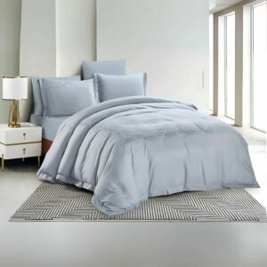 طقم لحاف كوين ستريم لايف مطرز 4 قطع - رمادي فاتح