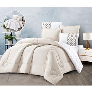 طقم لحاف مفرد موريلا صيفي وجهين 4 قطع - بيج